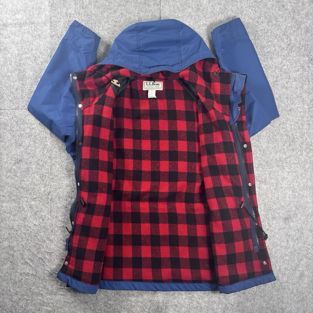 Vintage L.L. Bean Baxter State Parka Jacket Blue Wool Plaid Lined Women's M USA - Picture 8 of 10